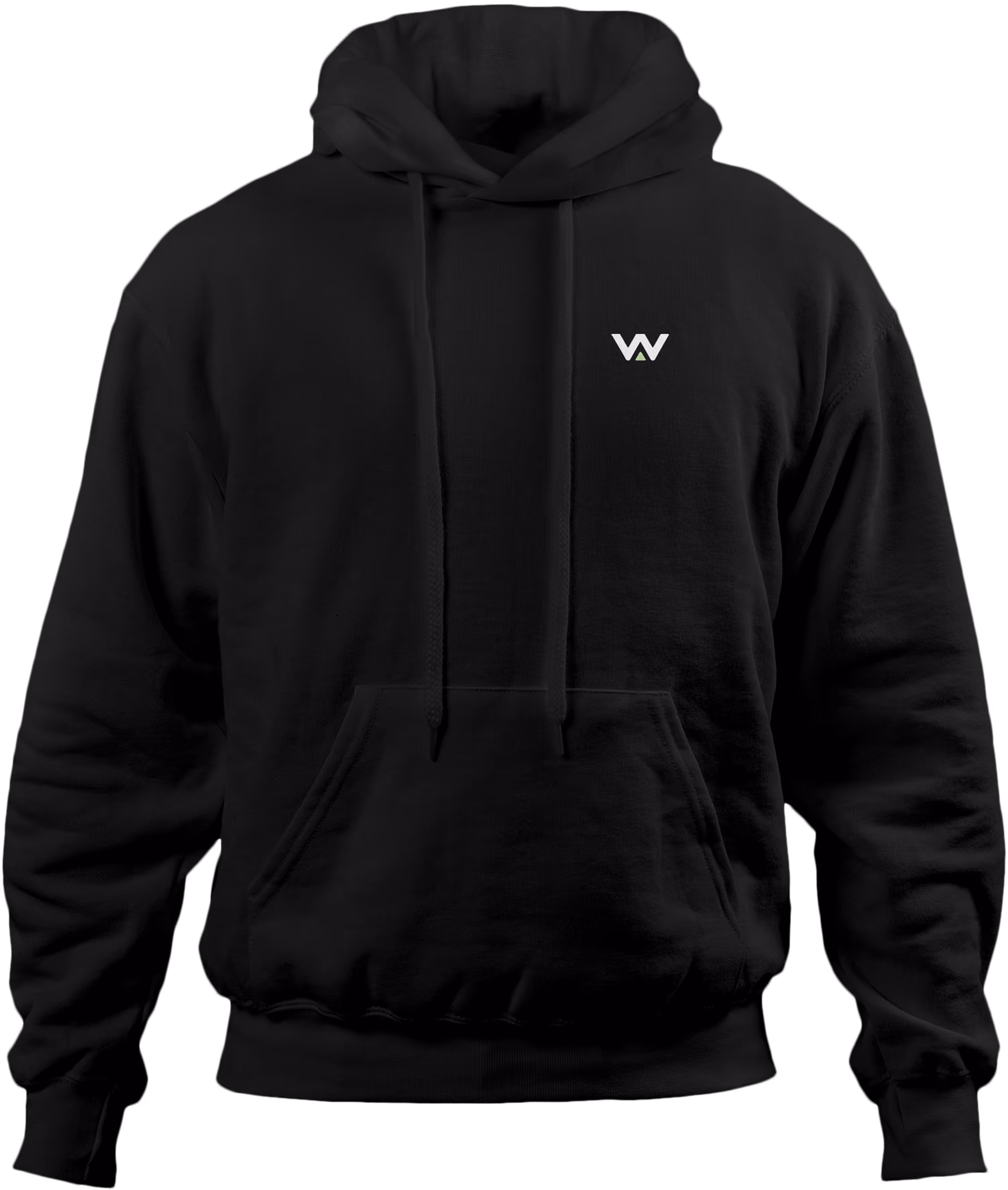 Schwarzer Hoodie mit Welvaart-Logo.